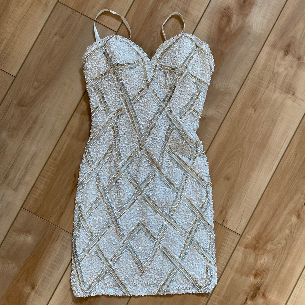 Scalia white beaded dress